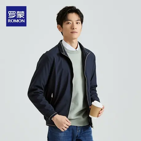 罗蒙2023新款外套男士秋冬季休闲时尚帅气商务棒球服立领夹克上衣图片