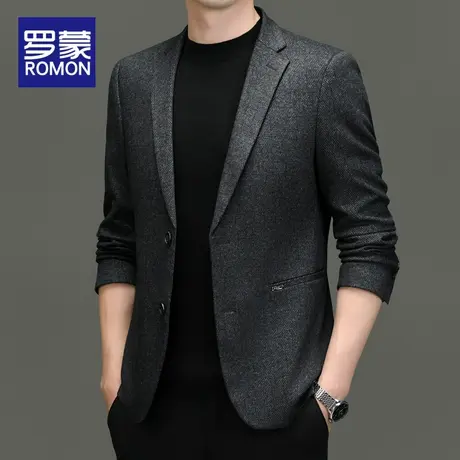 罗蒙休闲西装外套男款2023春秋季韩版新款高级感宽松商务正装西服图片