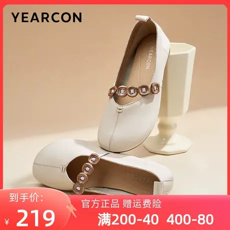 意尔康女鞋2025新款春季真皮单鞋圆头女平底小皮鞋舒适软底妈妈鞋商品大图