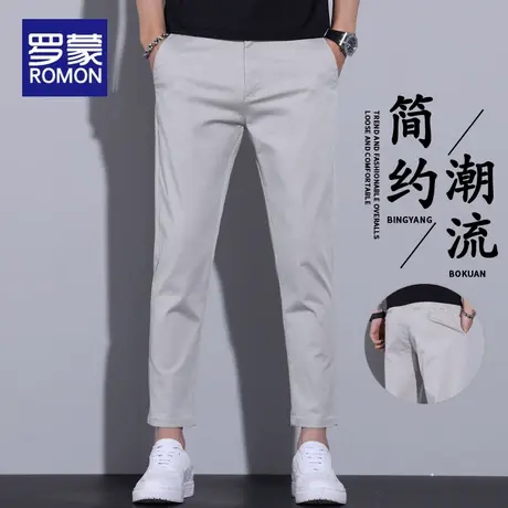 罗蒙纯棉九分裤男春夏季弹力百搭休闲裤2025新款男士修身直筒裤子商品大图