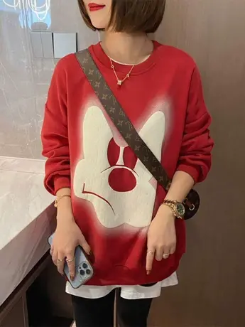 春秋款卫衣女小众卡通卡通印花2023新款时尚宽松高街潮牌上衣外套商品大图