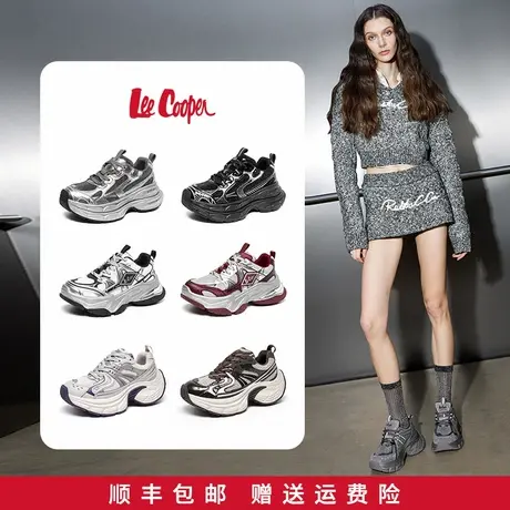LeeCooper厚底老爹鞋女2025新款增高松糕水钻网面透气运动休闲鞋商品大图