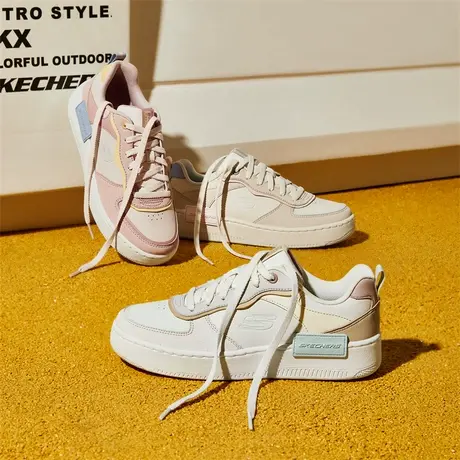 Skechers斯凯奇春夏休闲板鞋新款女透气复古百搭拼色休闲运动鞋商品大图