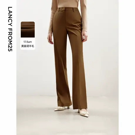 朗姿纯羊毛高级感职业气质裤子女2024秋季新款时尚通勤法式西装裤图片