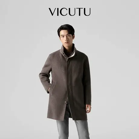 VICUTU威可多毛呢大衣男时尚立领商务休闲纯羊毛中长款秋季外套图片