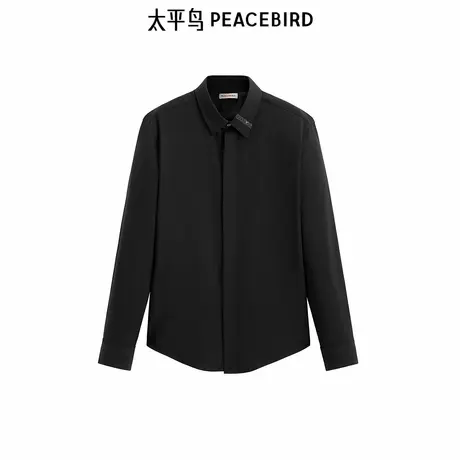 【商场同款】太平鸟男装 羊绒混纺纯色衬衫男士休闲衬衫B1CAE4B18图片