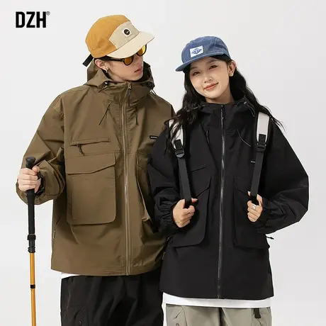 情侣冲锋衣外套男春秋潮高级感痞帅工装连帽夹克男款情侣装登山服商品大图