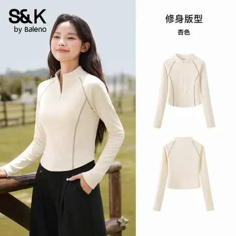 班尼路S&K系列修身打底衫女秋季时尚韩版流行瑜伽服260g加绒T恤Q商品大图