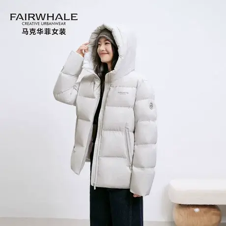 马克华菲冬季羽绒服女短款2025新款连帽加厚白鸭绒保暖小个子外套商品大图