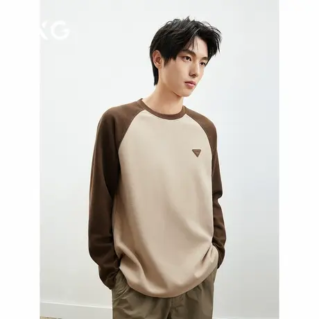 2025年春季新品GXG撞色拼接基础简约打底衫长袖T恤男图片