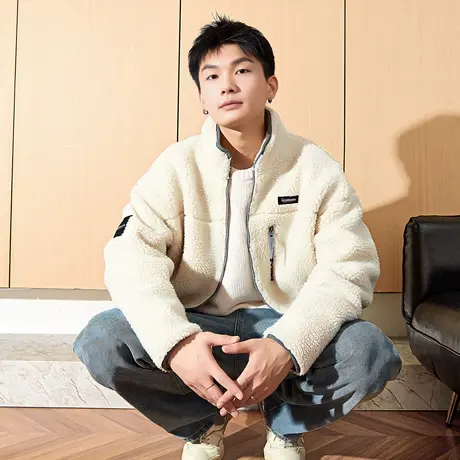 唐狮冬季新款仿羊羔绒外套男休闲加绒外套羊羔毛保暖加厚夹克TD图片