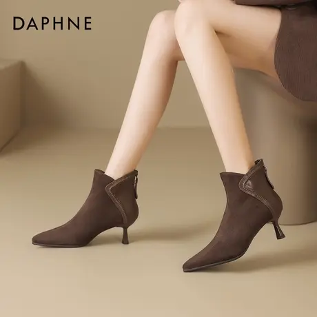 达芙妮细高跟短靴女2026新款秋冬季尖头瘦瘦靴子及踝靴女士马丁靴商品大图