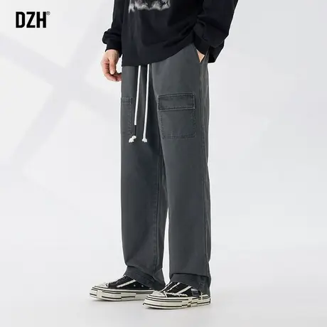 男生纯棉休闲裤男直筒宽松秋季裤子男款美式高街工装伐木裤直筒裤图片