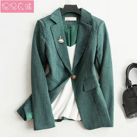 2023秋装新品小西装女短外套条纹修身显瘦小众西服小个子上衣长袖图片