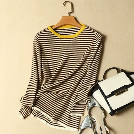 2024年春装新款女装套头毛衣女韩版修身条纹内搭针织打底衫女长袖商品大图