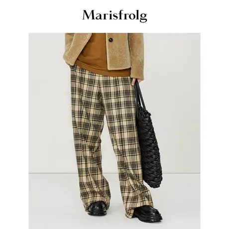 【言选好物】玛丝菲尔23春装新款棋盘格复古英伦休闲裤长裤女图片