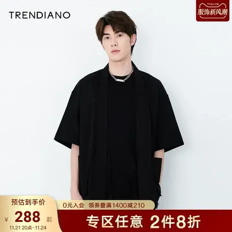 TRENDIANO夏季新款男装潮牌官方时尚简约薄款短款风衣外套图片
