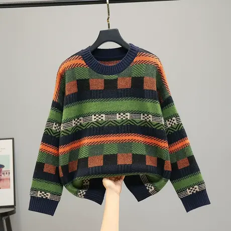 2023春装新款韩版宽松圆领长袖针织衫毛衣女士上衣套头打底衫内搭商品大图