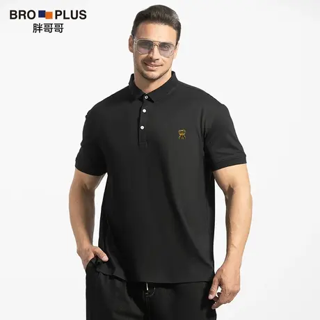 胖哥哥大码翻领短袖T恤男宽松2023夏季新款商务休闲透气polo衫男商品大图