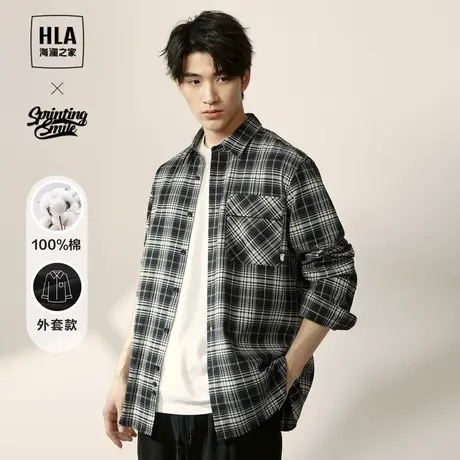 HLA/海澜之家SPRINTING SMILE系列长袖衬衫23秋冬纯棉衬衣男商品大图
