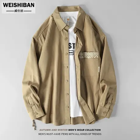 高级感小众设计侧边拉链长袖衬衫男春秋季痞帅休闲衬衣时尚外套男图片