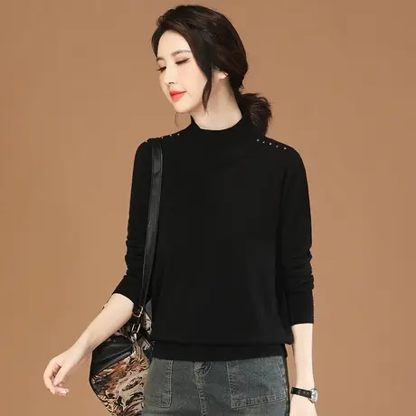 韩潮袭人半高领长袖宽松休闲打底衫女2023秋冬新款气质显瘦毛衣图片