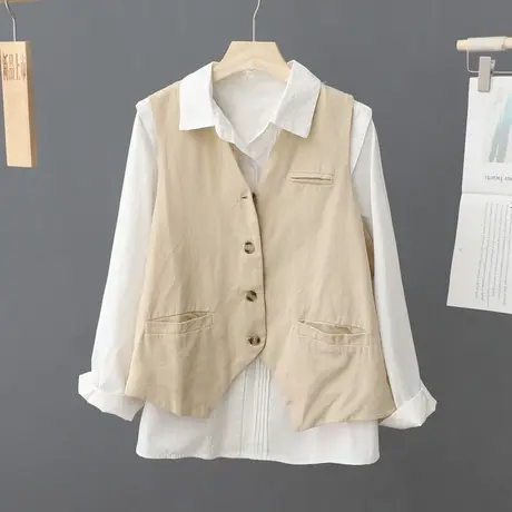 春季休闲马甲背心女士2024新款无袖外搭上衣显瘦宽松薄款外套坎肩图片