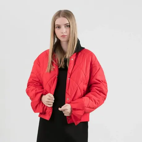 季候风甜美时尚纯色宽松短款喇叭袖加厚棉服女8814MA604图片