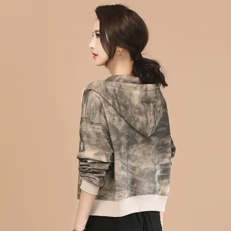 韩潮袭人复古炒花连帽加绒卫衣开衫女2023冬装新款棒球服外套厚商品大图