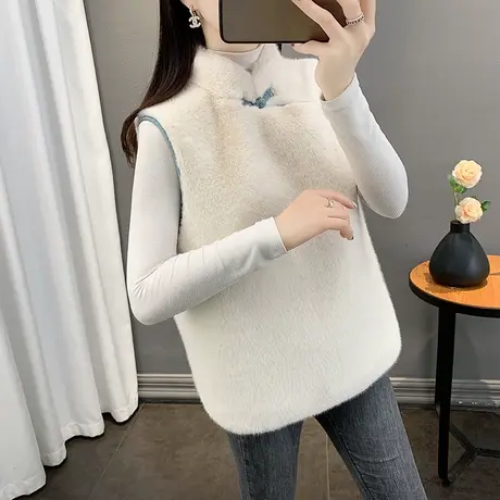 新中式国风女装宽松马甲外套女秋冬款2023新款爆款皮毛一体上衣图片