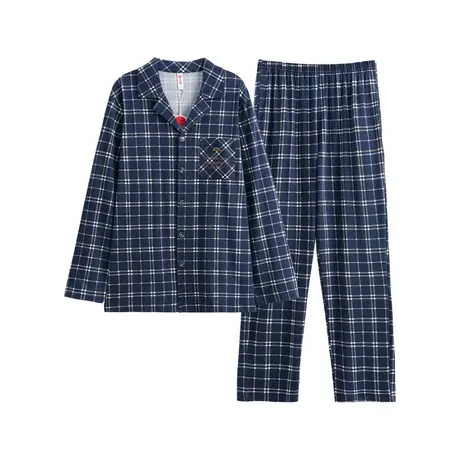 芬腾男士春秋季莫代尔棉质长袖长裤睡衣中老年休闲开衫家居服套装商品大图