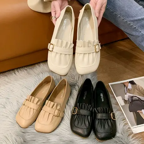 一脚蹬软底豆豆鞋女2024春夏新款开车单鞋方头休闲百搭上班工作鞋商品大图