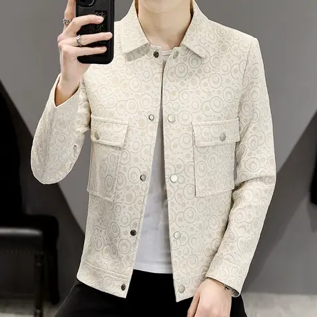 春秋季男士潮牌帅气夹克青年个性小香风男装休闲潮流秋装上衣外套商品大图