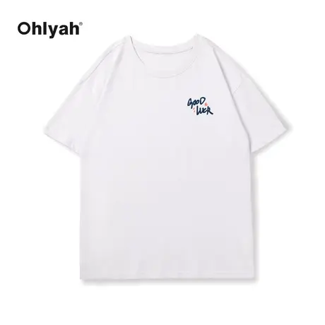 Ohlyah简约白色纯棉短袖T恤女春夏装宽松叠穿打底衫定制T恤工作服商品大图