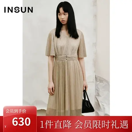 恩裳COVER2023夏季新款X型收腰层次感收褶舒适里衬飘逸舒爽连衣裙图片