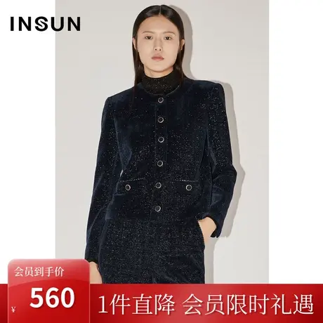 恩裳COVER冬季2022色织银丝肌理坑条舒适灯芯绒通勤短外套女图片