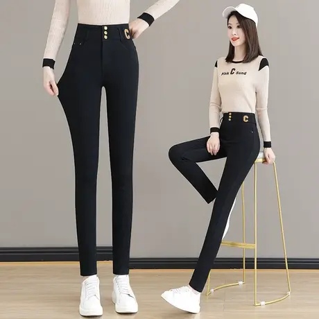 高弹牛仔小脚裤女秋季2023新款大码修身外穿打底裤时尚显瘦铅笔裤图片