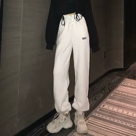 阔腿裤子女春秋宽松小个子卫裤直筒显瘦休闲哈伦运动束脚裤潮ins图片