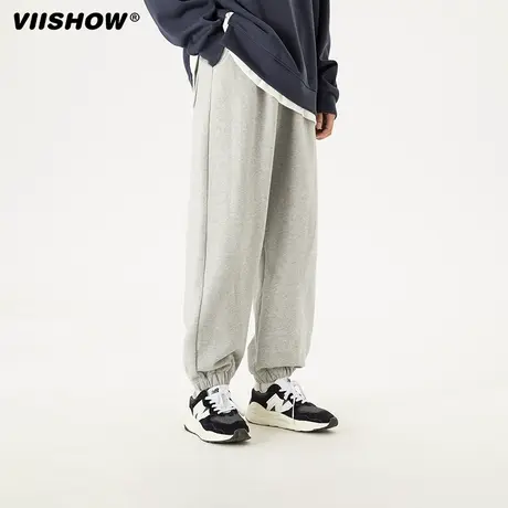 VIISHOW卫裤男国潮牌纯色束脚宽松黑灰色运动裤男秋季休闲长裤子图片