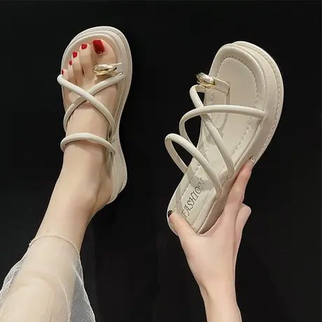 网红拖鞋女夏季外穿时尚超火高级感厚底坡跟凉鞋2023年新款凉拖鞋图片