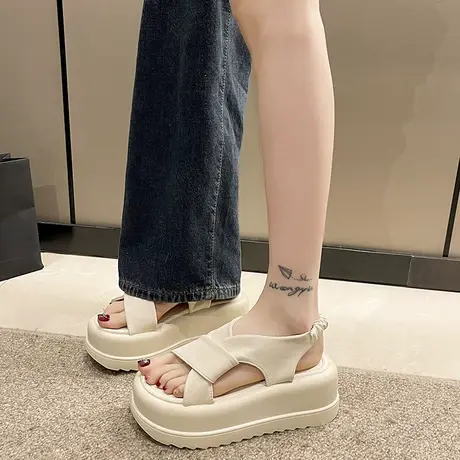 厚底高跟凉鞋女2023夏季新款网红设计感高级增高小个子显瘦小众鞋商品大图