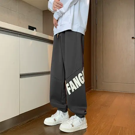 运动卫裤男春秋季新款宽松大码阔腿休闲裤子束脚长裤美式潮牌ins商品大图