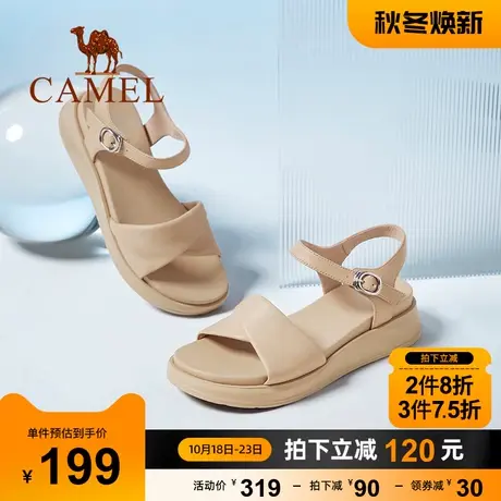 骆驼女鞋2023年夏季新款女士凉鞋粗跟厚底仙女风超火凉鞋ins潮图片