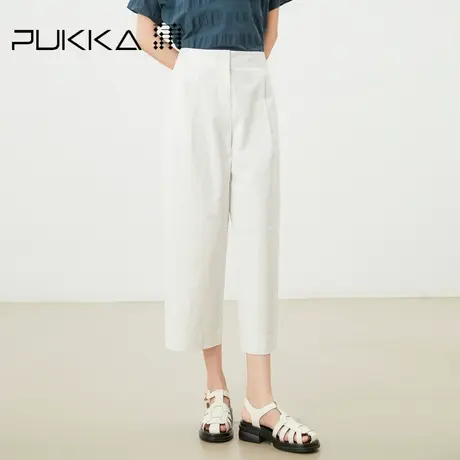蒲PUKKA 原创设计2023春夏新品高密织棉混纺松弛廓形九分直筒裤子图片