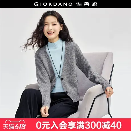 佐丹奴针织衫女软糯加厚时尚假两件撞色半高领针织毛衣女18354810商品大图