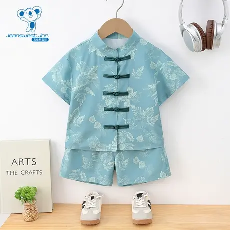GD真维斯童装套装2025夏季新款国潮风休闲开衫短袖上衣短裤2件装图片