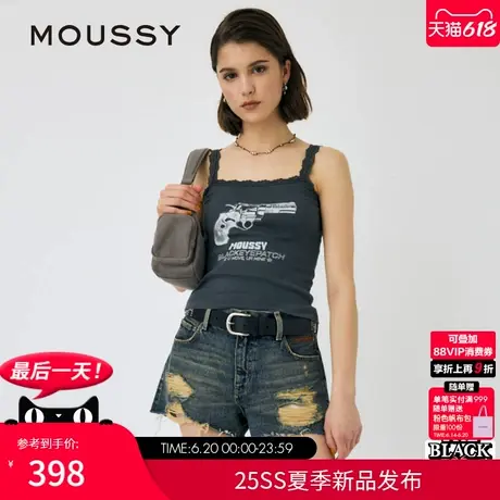 MOUSSY BEP系列2025夏季新品LOGO印花蕾丝花边吊带010ISF01-7471图片