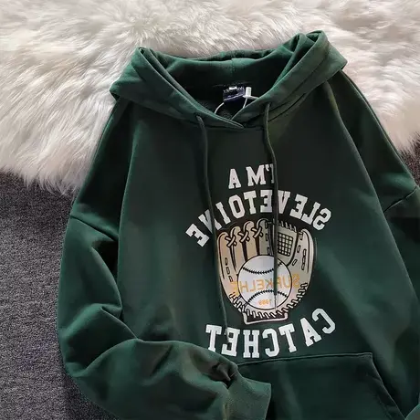 美式复古vintage连帽卫衣女大码加绒情侣装ins潮秋季小众外套上衣商品大图