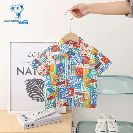 GD真维斯童装夏季款 中大童港风时尚百搭男童短袖翻领衬衫图片