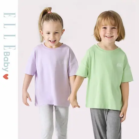 ELLE BABY儿童T恤夏季男童女童纯棉透气亲肤半袖上衣宝宝短袖休闲图片